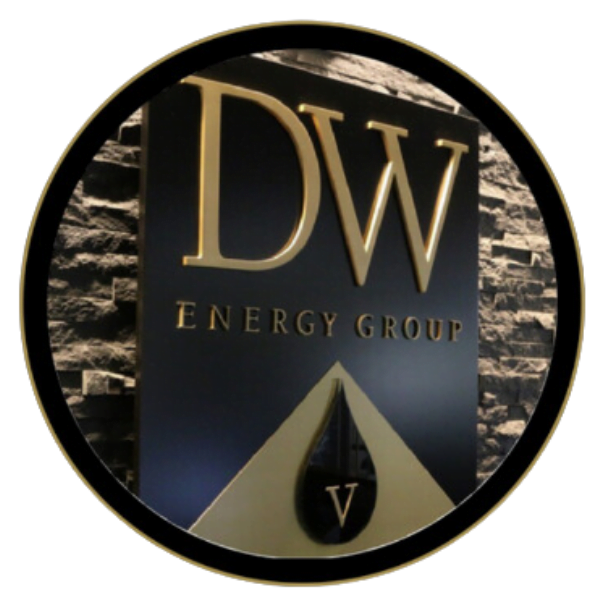 dw energy group logo golden letters on black background